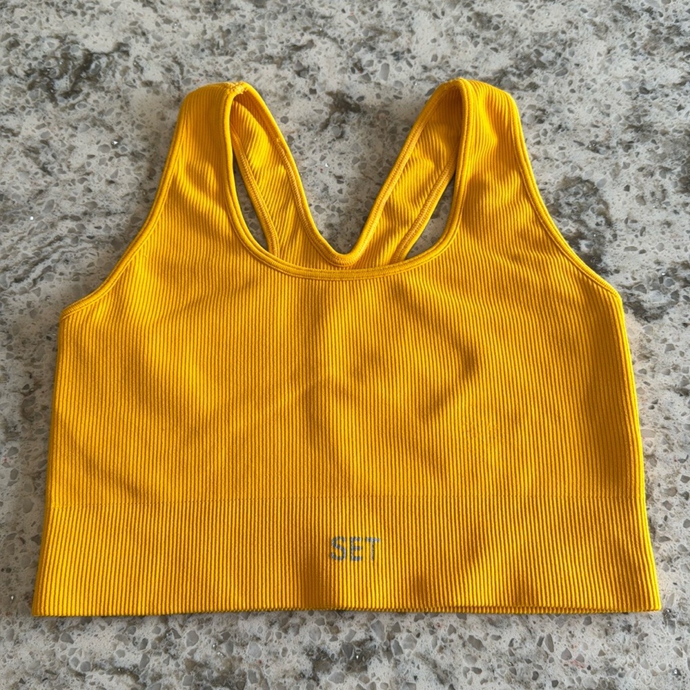 SET Active Yellow Ribbed Sports Bra